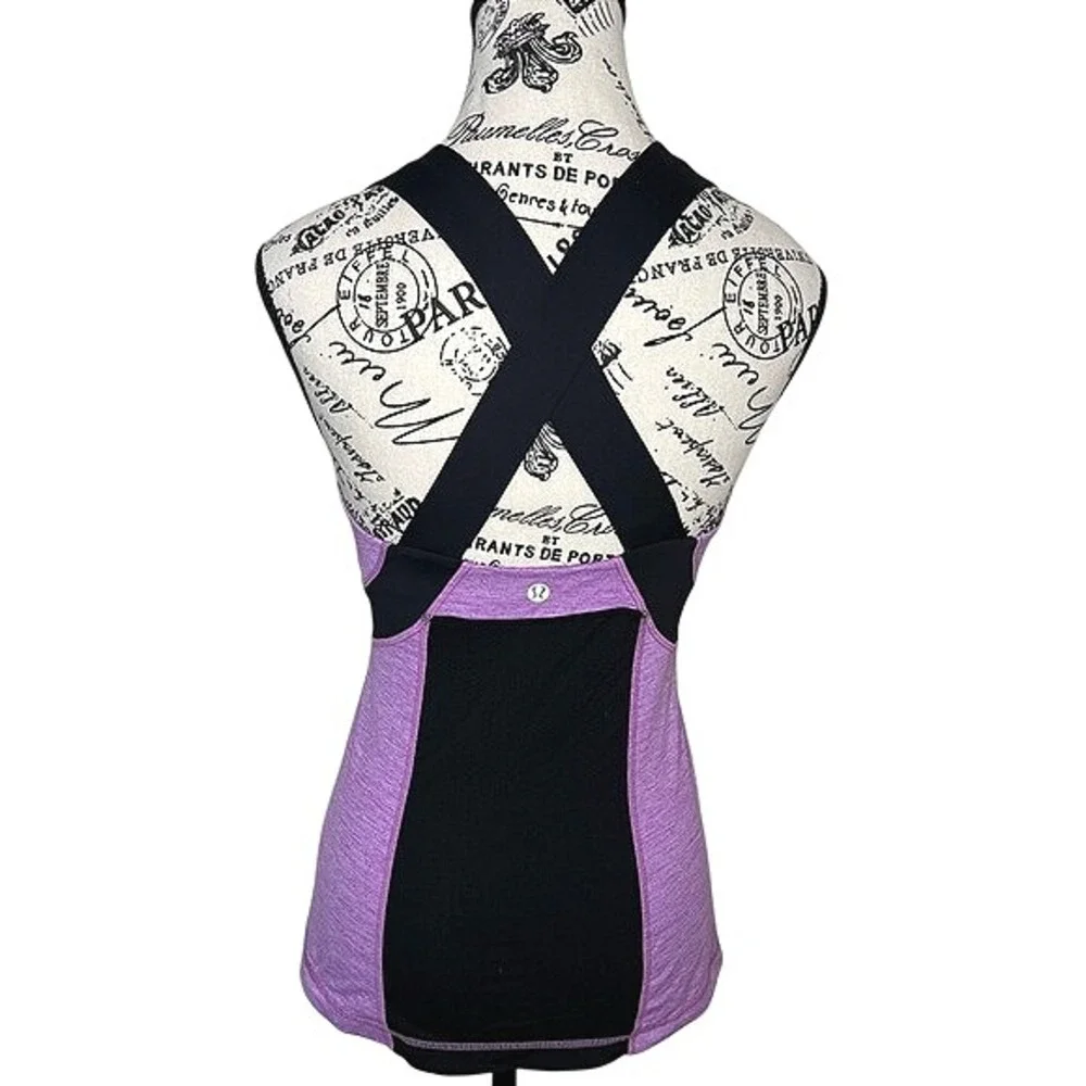 Lululemon Push Your Limits Tank Heathered Ultra Violet/Black Size‎ 6 EUC